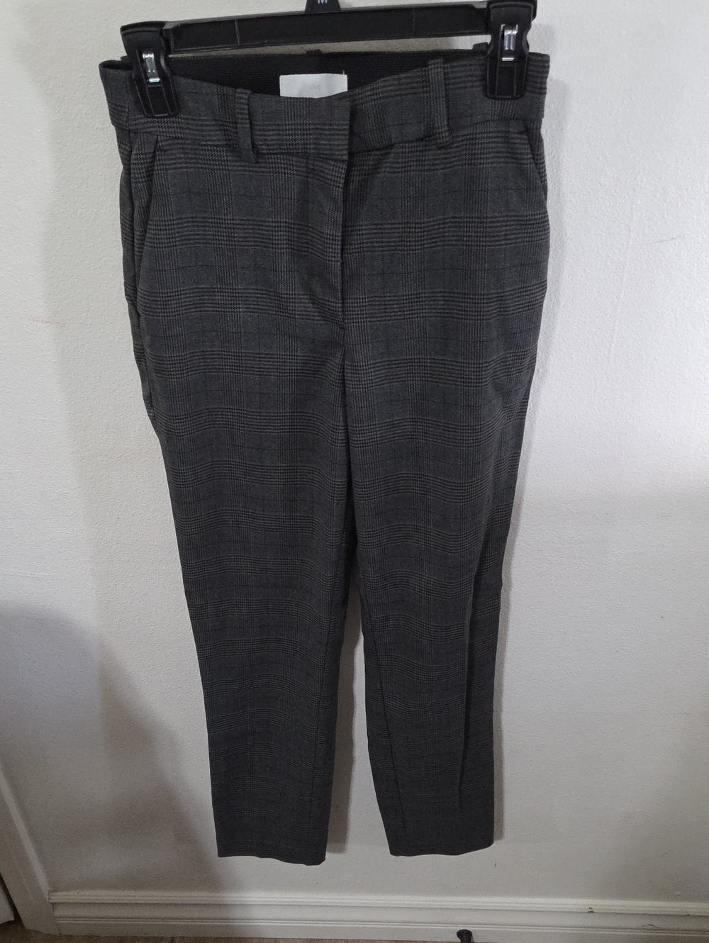 H&M Gray Glen Plaid Straight-Leg Trousers